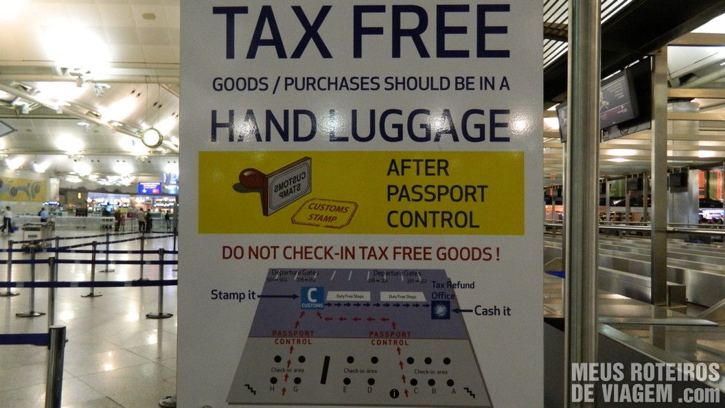 Mapa do tax free no Aeroporto de Istambul
