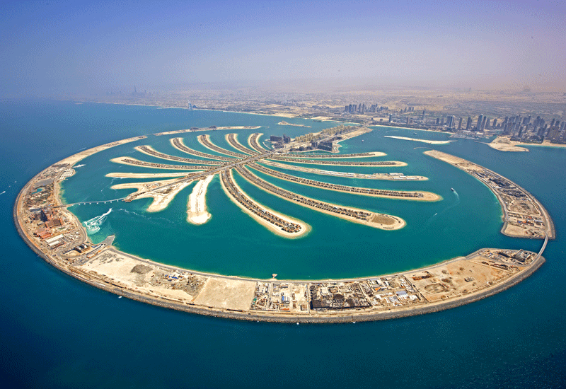 Vista aérea da Palm Jumeirah quando ainda estava em obras (fonte: dzooom.com)