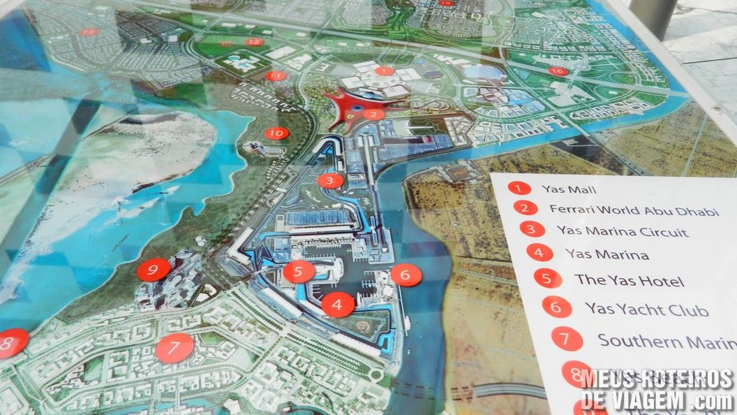 Mapa da Yas Island - Abu Dhabi