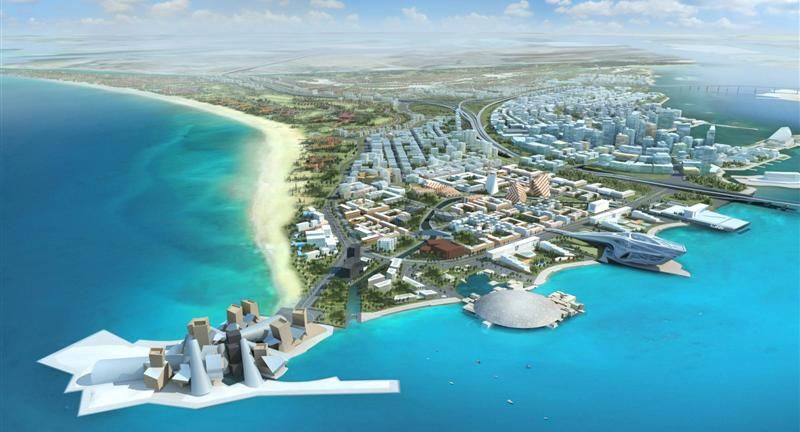 Projeto da Saadyiat Island, com os museus Guggenheim e Louvre (fonte: constructionweekonline.com)
