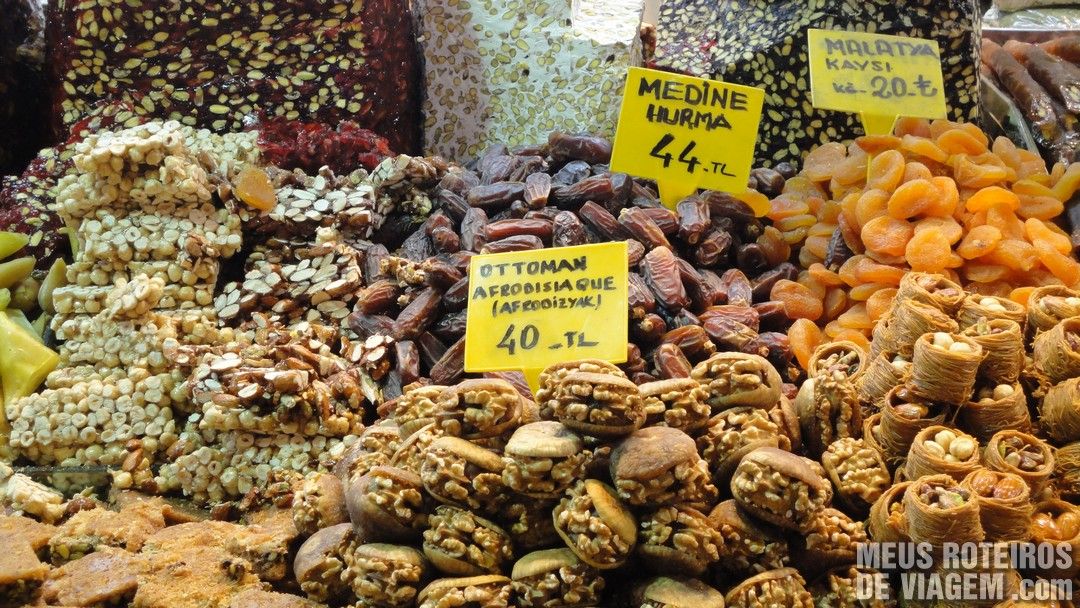 Doces Turcos no Bazar de Especiarias - Istambul, Turquia