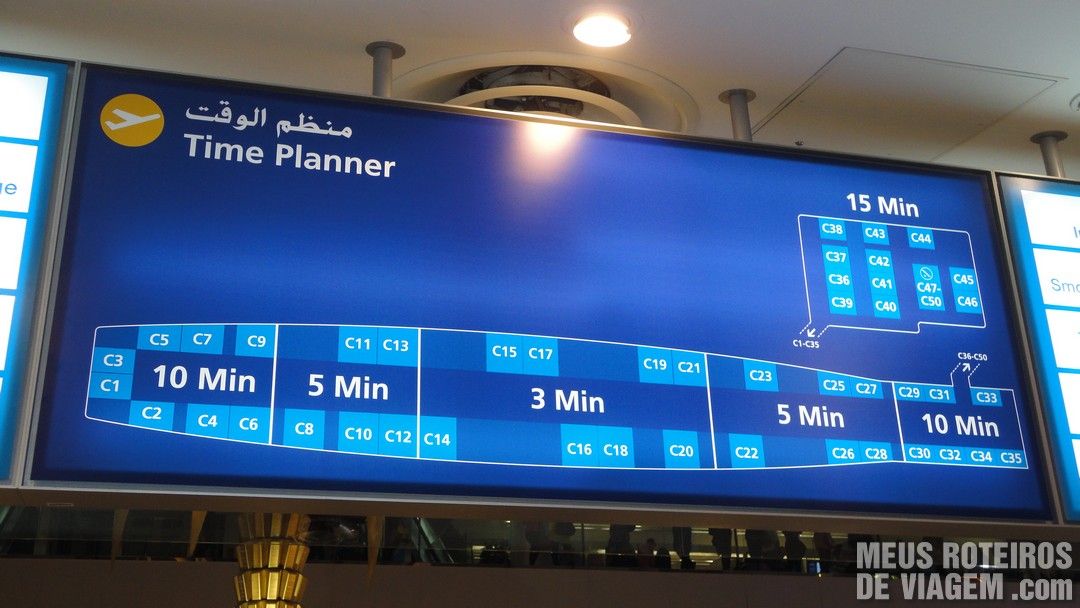Mapa do terminal 1 - Aeroporto de Dubai