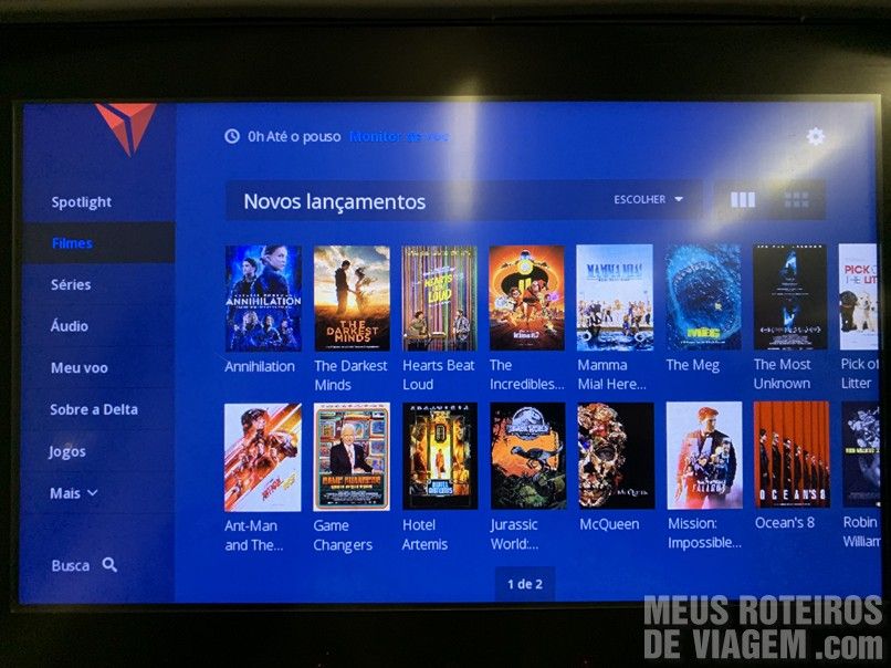 Sistema de entretenimento da Delta Airlines