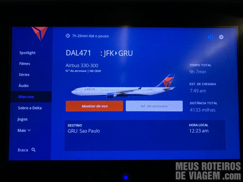 Informações do voo da Delta Airlines